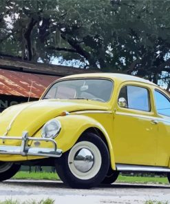 Vintage Yellow Volkswagen Bug Diamond Painting