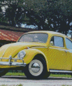 Vintage Yellow Volkswagen Bug Diamond Painting