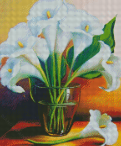 White Lilies In Glass Diamond Painting