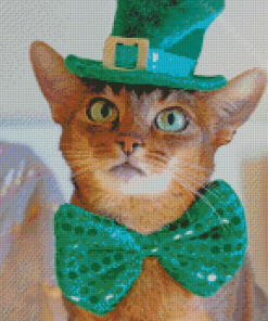 Adorable St Patrick Kitten Diamond Painting