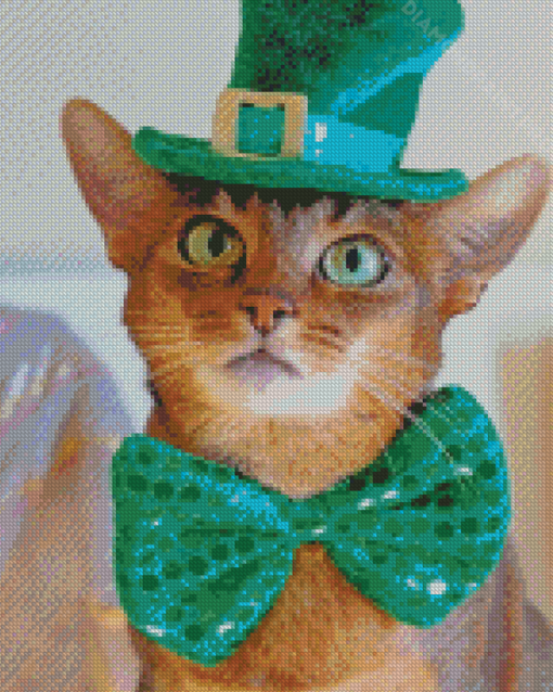 Adorable St Patrick Kitten Diamond Painting