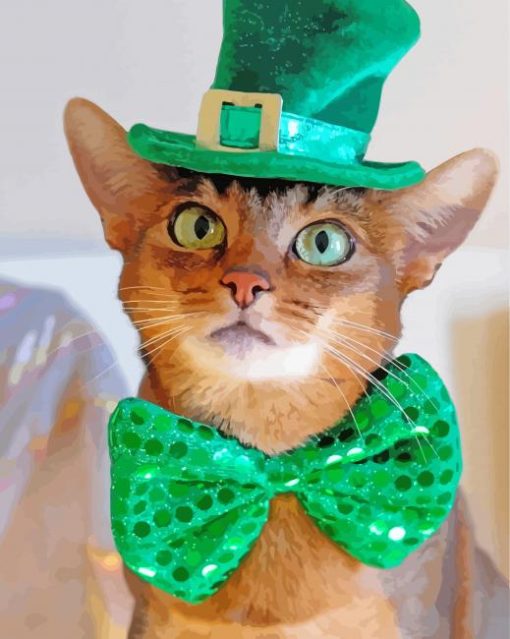 Adorable St Patrick Kitten Diamond Painting