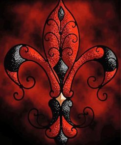 Black And Red Fleur De Lis Diamond Painting