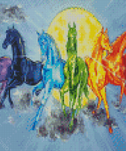 Colorful Sun Horses Diamond Painting