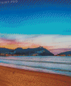 Donostia San Sebastian Beach At Sunset Diamond Painting