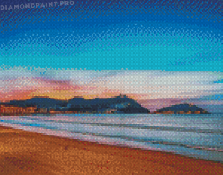 Donostia San Sebastian Beach At Sunset Diamond Painting