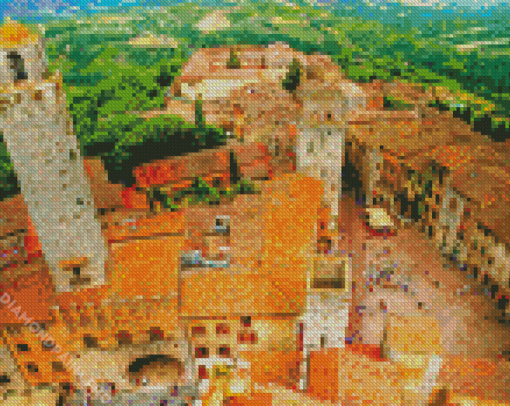 Old Buildings San Gimignano Diamond Painting