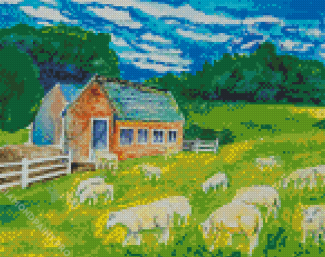 Sheep Farmer Art Diamond Painting