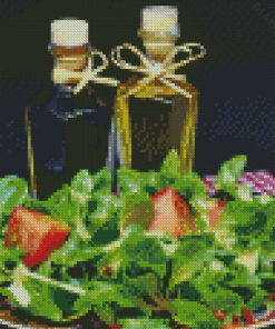 Basil Salad And Oil Bottles Diamond Painting