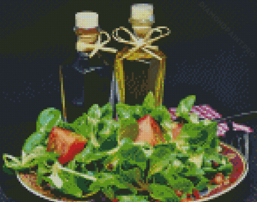 Basil Salad And Oil Bottles Diamond Painting