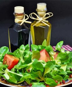 Basil Salad And Oil Bottles Diamond Painting