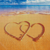 Beach With Hearts In Sand Diamond Painting