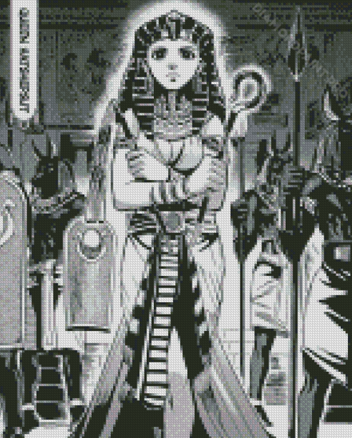 Black And White Egypt Manga Character Diamond Painting