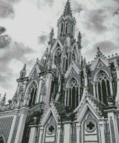 Black And White Ermita Church In Colombia Diamond Painting