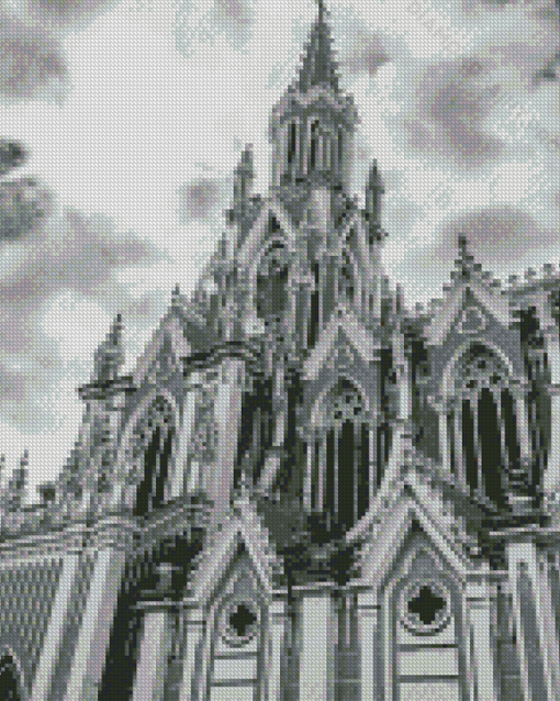 Black And White Ermita Church In Colombia Diamond Painting