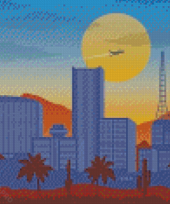 City Of Phoenix Skyline Illustration Diamond Painting