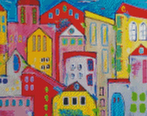 Colorful Abstract Buildings Diamond Painting