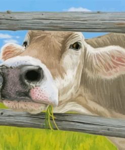 Cow By Fence Diamond Painting