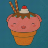 Cute Pig Ice Cream Diamond Painting