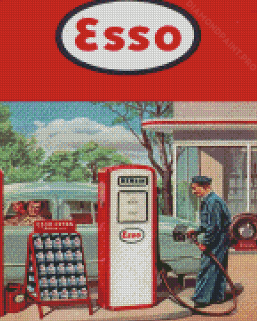 Esso Gas Station Diamond Painting