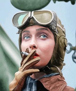 Female Pilot Smoking Diamond Painting