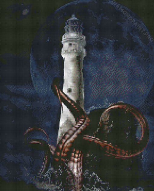 Lighthouse And Octopus Diamond Painting