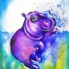 Purple Baby Hippo Diamond Painting
