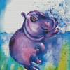 Purple Baby Hippo Diamond Painting