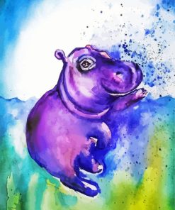 Purple Baby Hippo Diamond Painting