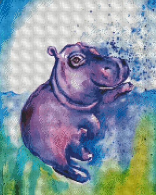 Purple Baby Hippo Diamond Painting