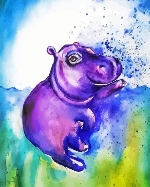 Purple Baby Hippo Diamond Painting