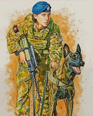 RAAF Soldier With Dog Diamond Painting