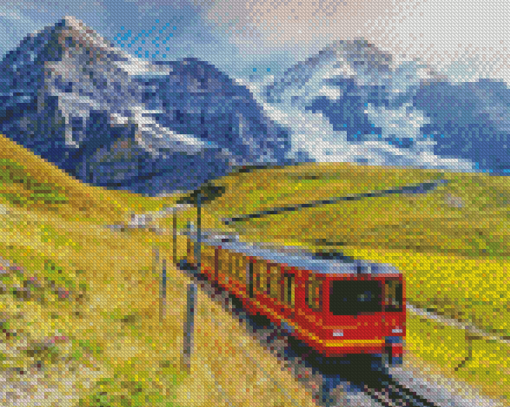 Railway Train In Alps Diamond Painting