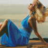 Seaside Blue Dress Woman Diamond Painting