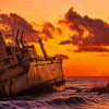Ship Wrecked Sunset Diamond Painting