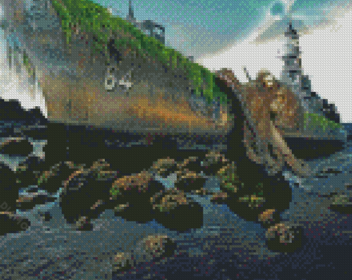 Ships And Octopus Diamond Painting