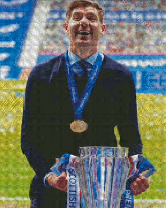 Steven Gerrard Holding A Trophy Diamond Painting