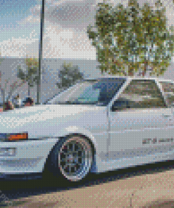 White Toyota AE86 Car Diamond Painting