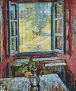Window With Table Art Diamond Painting