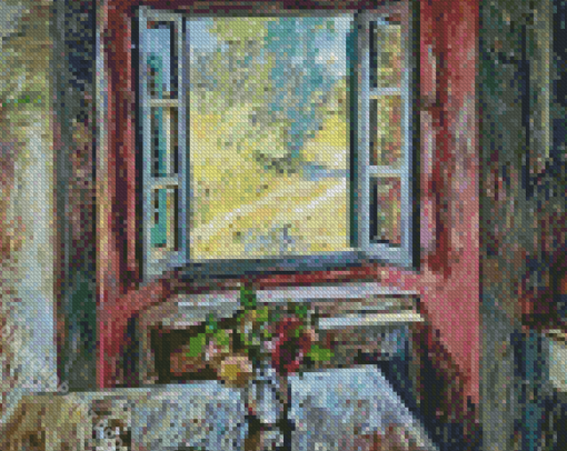 Window With Table Art Diamond Painting