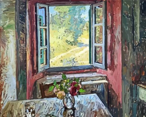 Window With Table Art Diamond Painting