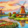 Aesthetic Dutch Windmills Diamond Painting