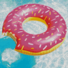 Aesthetic Pink Donut In Pool Diamond Painting