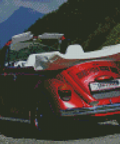 Aesthetic Red Vw Super Beetle Convertible Diamond Painting