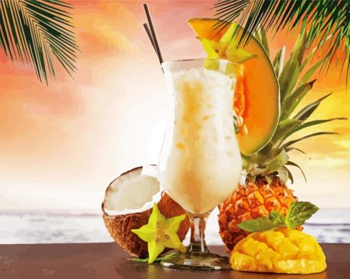 Aesthetic Tropical Drinks Art Diamond Painting