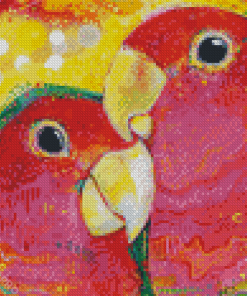 Aesthetic Red Lovebirds Diamond Painting