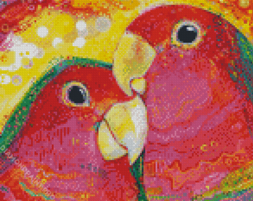 Aesthetic Red Lovebirds Diamond Painting