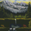 Aesthetic Rocky Mountain Waterfall Art Diamond Painting