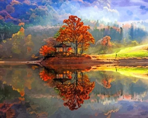 Autumn In Korea Landscape Nature Diamond Painting