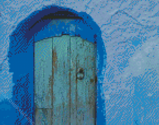 Blue House With Blue Door Diamond Painting